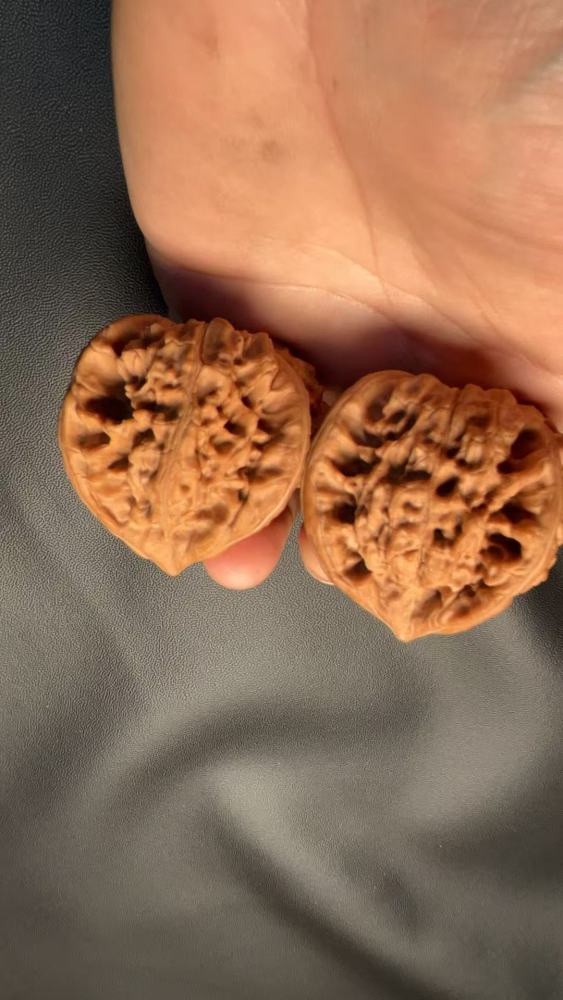 This three-sided official's hat-shaped amulet with a qilin (mythical creature) pattern is naturally grown, in perfect condition without any repairs. It is large and heavy. Made from fruit from an old tree, it's an excellent choice for personal enjoyment o