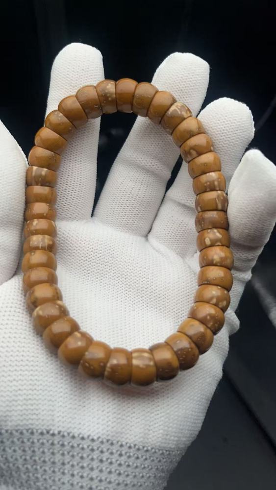 Golden Bowl Walnut Bracelet | Chinese Wenwan Patina Wrist Mala for Collection & Meditation