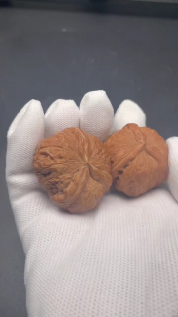 Premium Pinggu Yuanbao 3-Ridged Wenwan Walnuts - Rare Collectible Hand Pieces with Lucky Meaning for Meditation & Investment