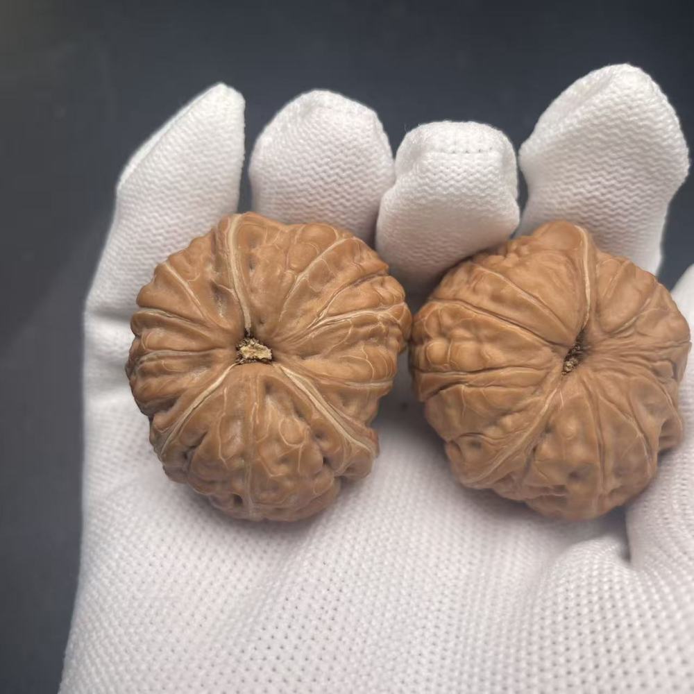 Premium Pinggu Yuanbao 3-Ridged Wenwan Walnuts - Rare Collectible Hand Pieces with Lucky Meaning for Meditation & Investment