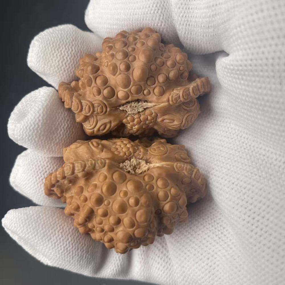 Hand-Carved Lucky Golden Toad Wenwan Walnut | Collectible Grade Hand-Matched Pair | Natural Old Tree Material | High Patina Potential & Wealth Blessing