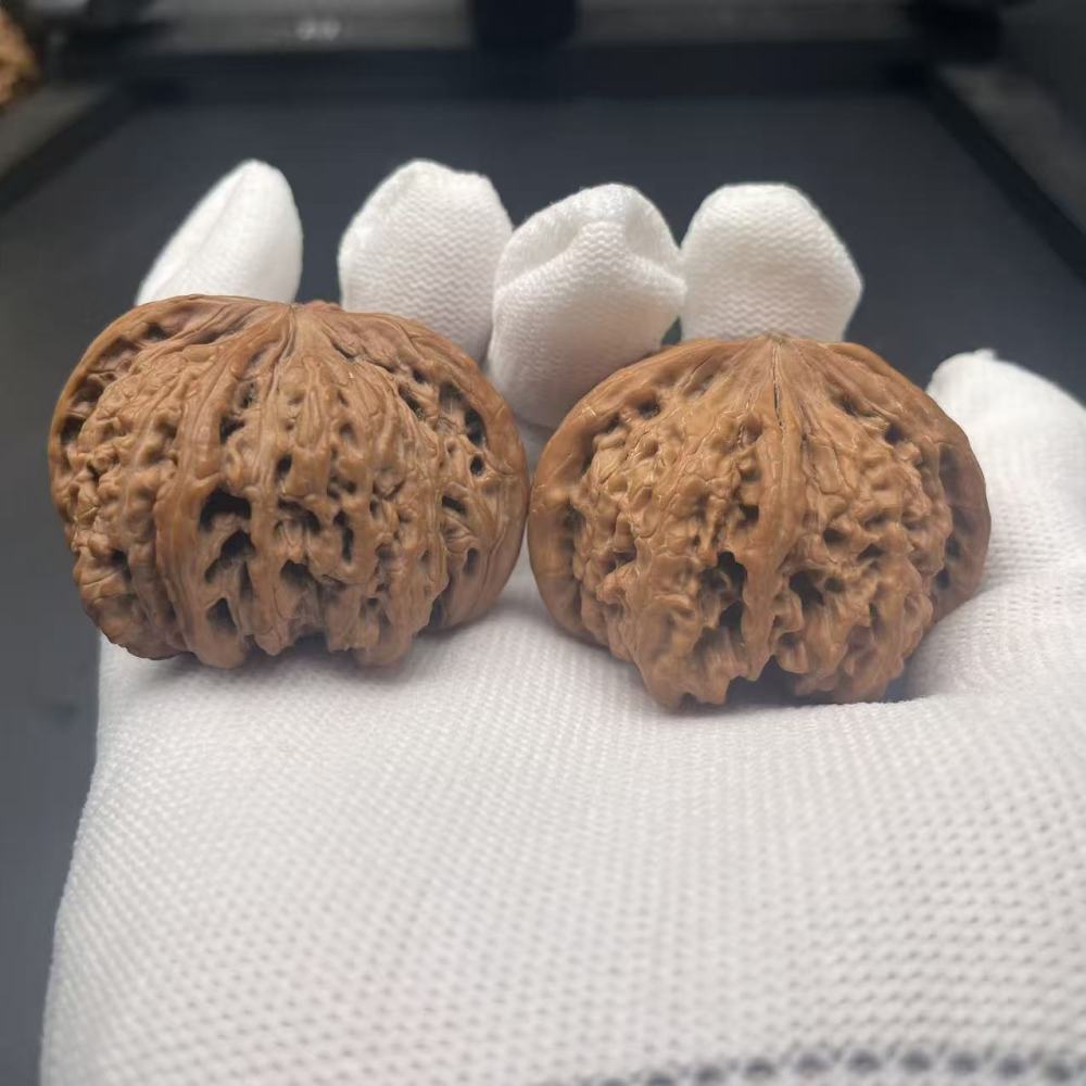 Premium White Lion Four-Edge Wenwan Walnuts, Natural Hand-Picked Hardwood Walnuts for Hand Play, Meditation, Collection & Gift, High-Quality Texture & Symmetrical Shape, Ready to Patina
