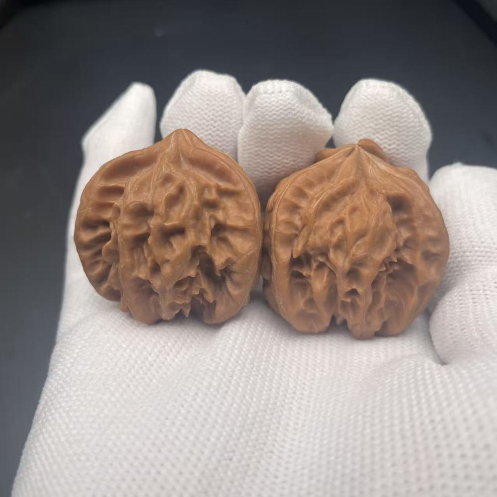 Premium Cao Dalong 3-Ridged Walnut Hand Pieces - Rare Collectible Wenwan Walnuts for Meditation & Collection