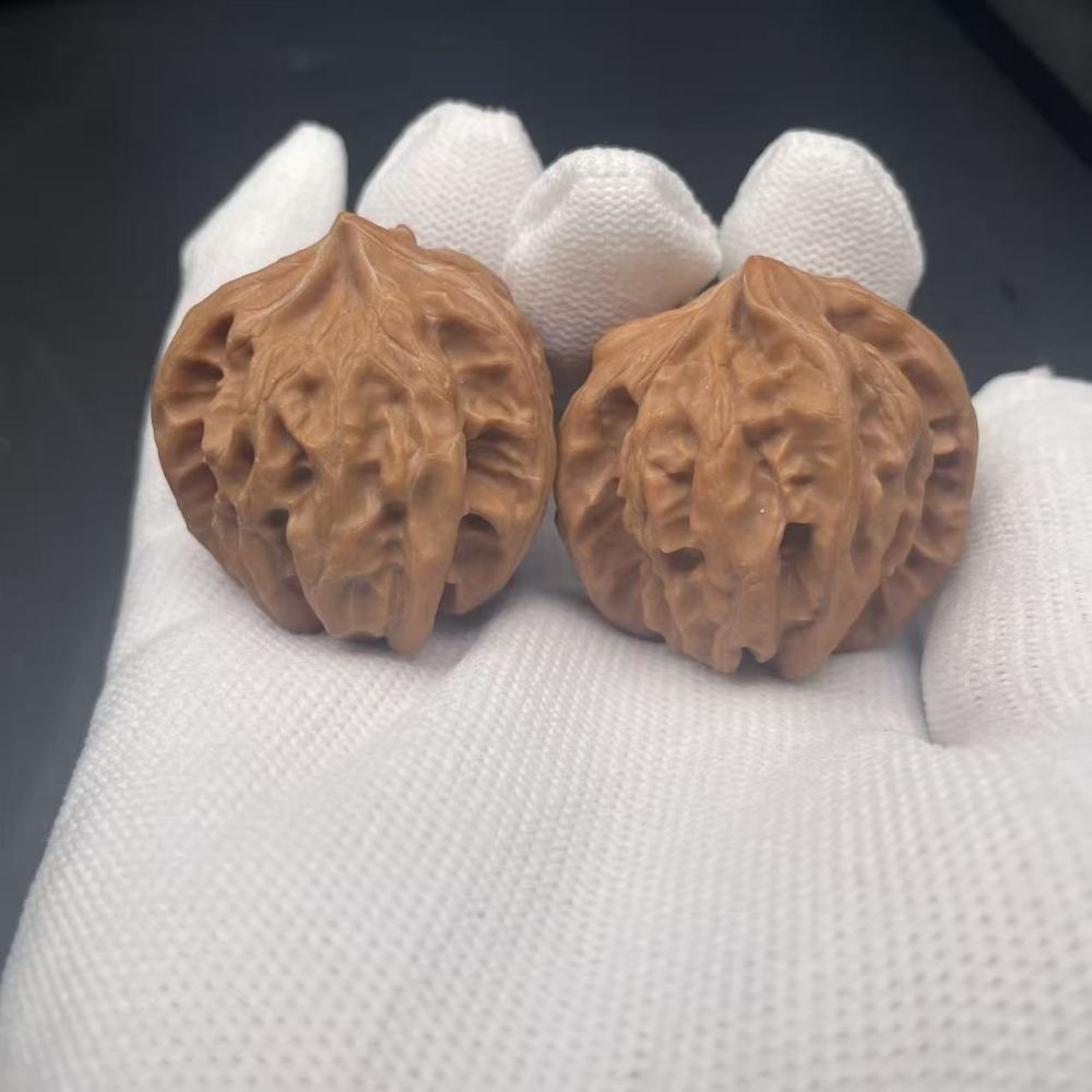 Premium Cao Dalong 3-Ridged Walnut Hand Pieces - Rare Collectible Wenwan Walnuts for Meditation & Collection