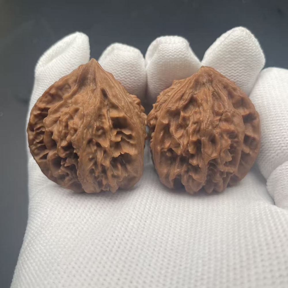 Premium Qinling 3-Ridged Wenwan Walnuts - Rare Wild Collectible Hand Pieces for Meditation & Investment