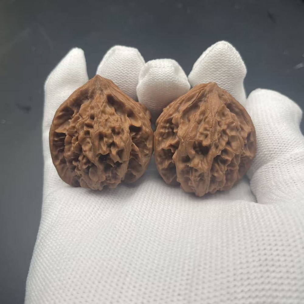 Premium Qinling 3-Ridged Wenwan Walnuts - Rare Wild Collectible Hand Pieces for Meditation & Investment