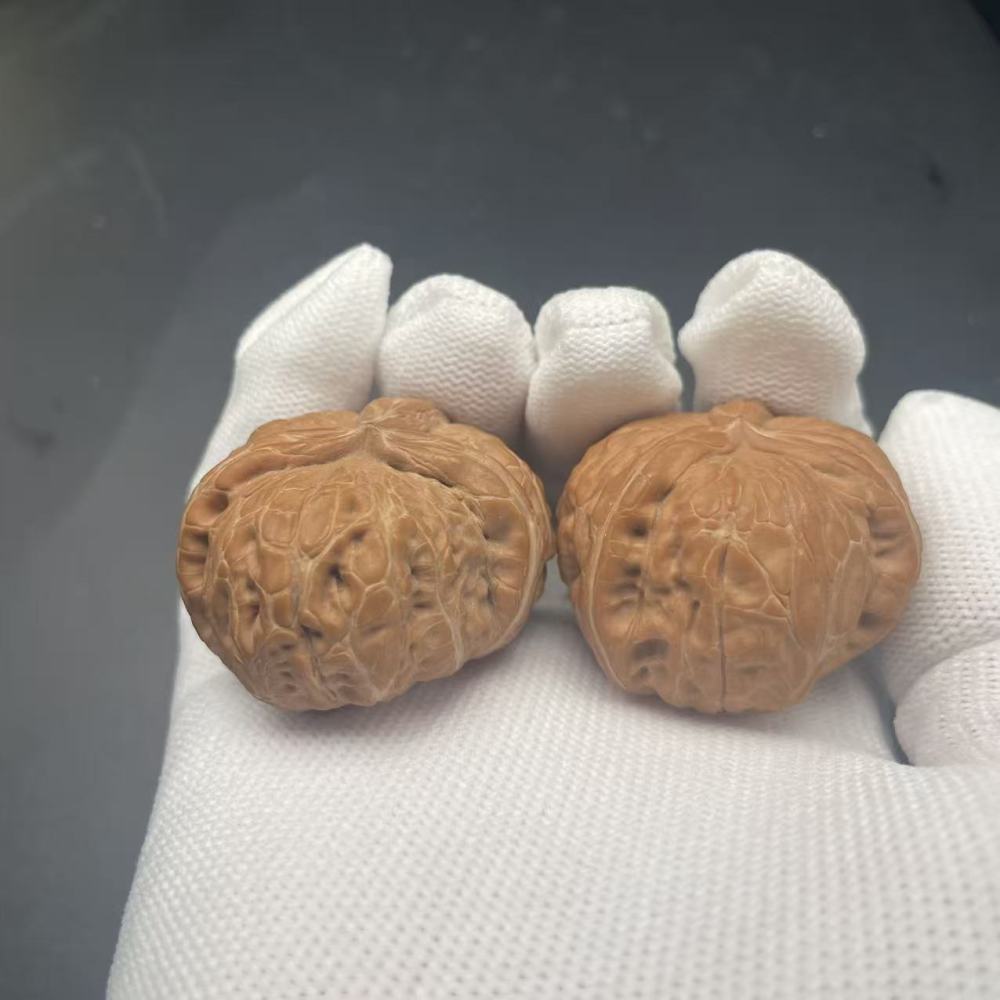 Premium Pinggu Yuanbao 3-Ridged Wenwan Walnuts - Rare Collectible Hand Pieces with Lucky Meaning for Meditation & Investment
