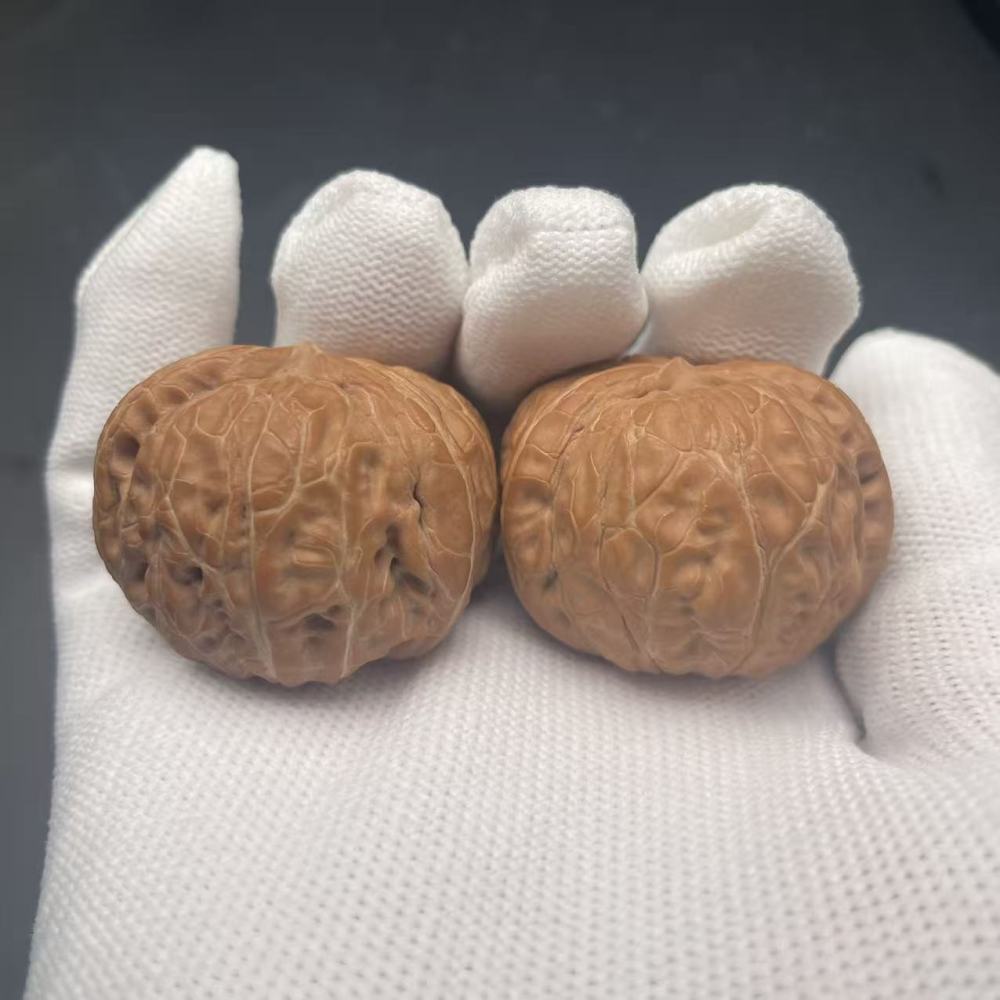 Premium Pinggu Yuanbao 3-Ridged Wenwan Walnuts - Rare Collectible Hand Pieces with Lucky Meaning for Meditation & Investment