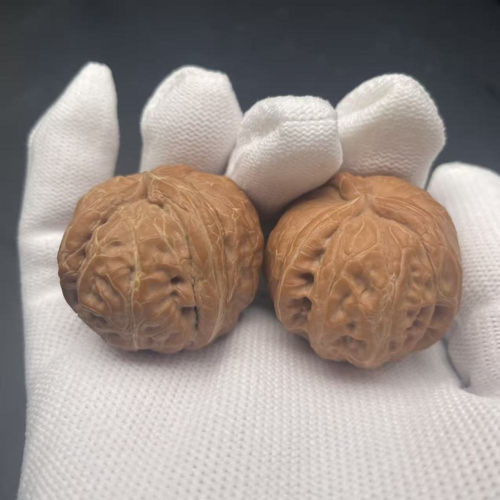 Premium Pinggu Yuanbao 3-Ridged Wenwan Walnuts - Rare Collectible Hand Pieces with Lucky Meaning for Meditation & Investment