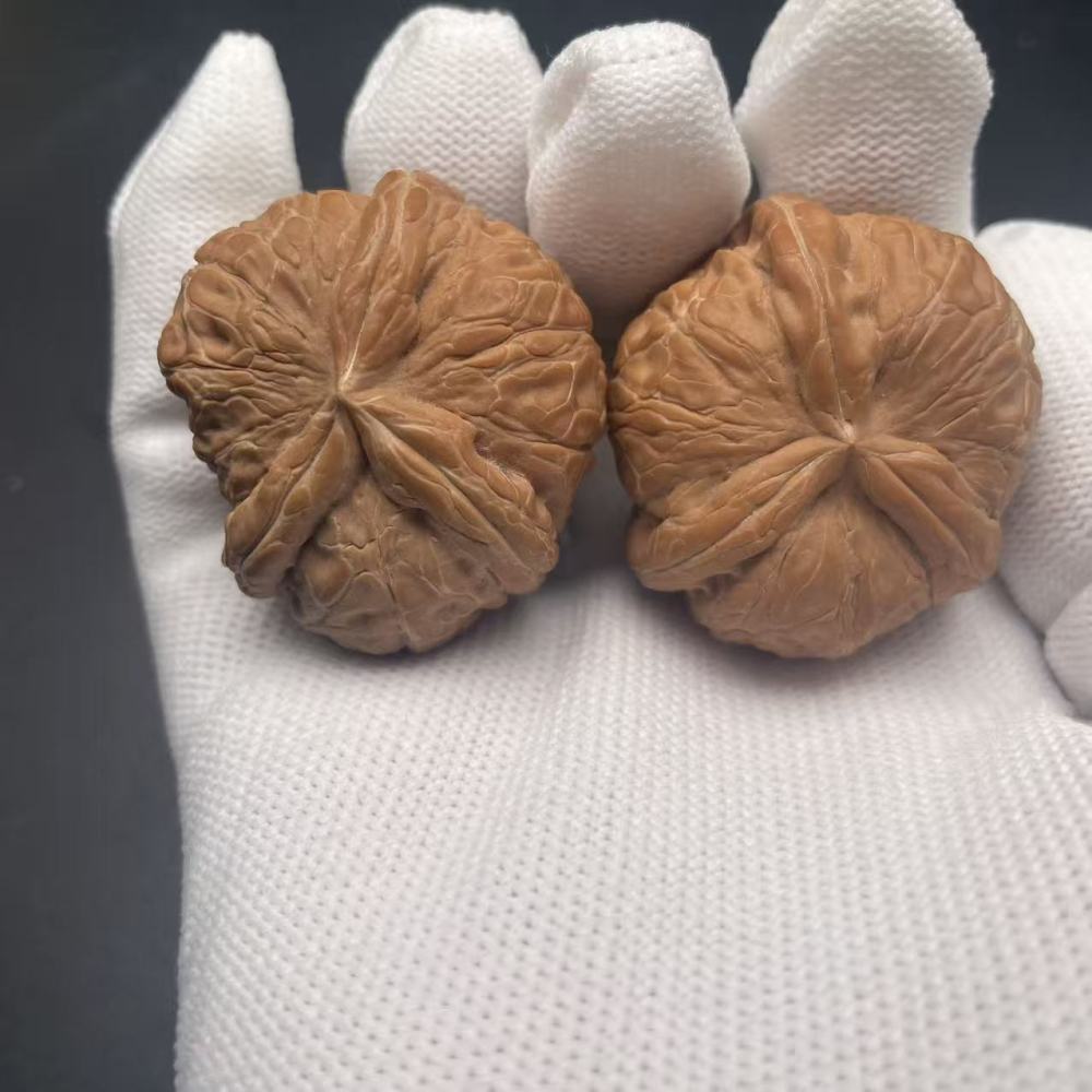 Premium Pinggu Yuanbao 3-Ridged Wenwan Walnuts - Rare Collectible Hand Pieces with Lucky Meaning for Meditation & Investment