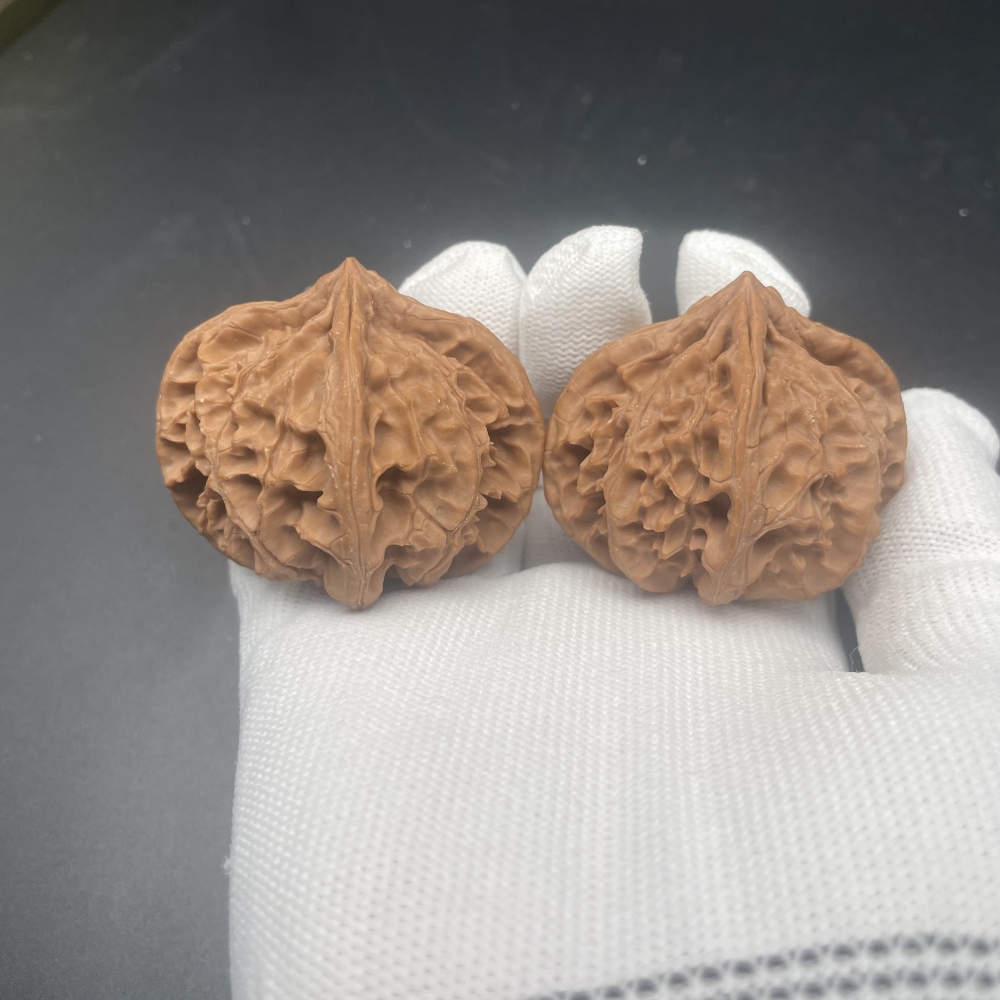 Qinmen Tri-Lobe Wenwan Walnuts | Rare Wild Old Tree Collection | Hand Polished Collectible Walnuts with Patina & Red Aging Effect