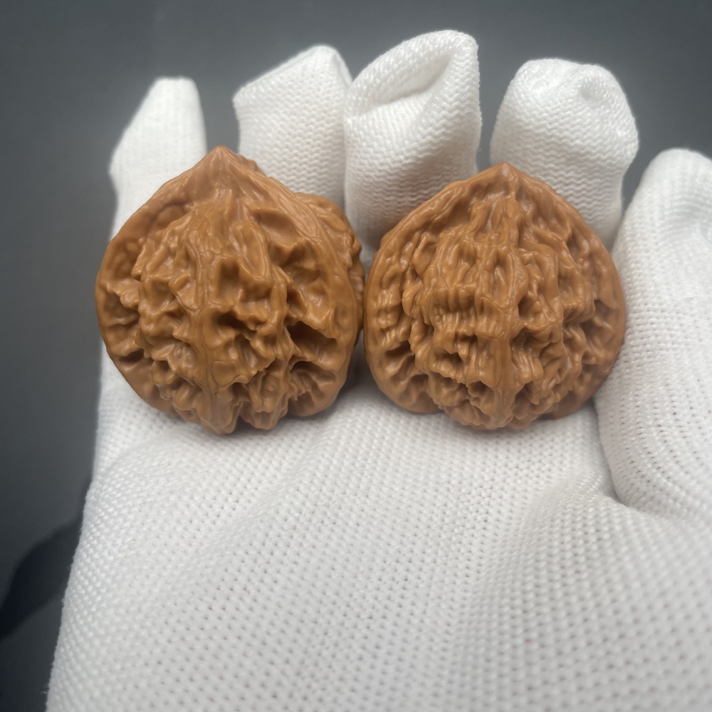 Dragon Scale Pattern Three-Ridge Chinese Walnuts - Premium Handcrafted Wenwan Collectibles for Stress Relief & Investment