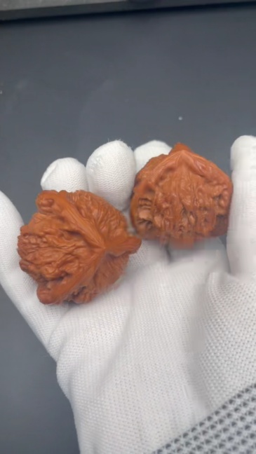 3 Sided Official Hat Chinese Wenwan Walnuts - Handmade Natural Health Massage Collectibles for Stress Relief & Good Fortune