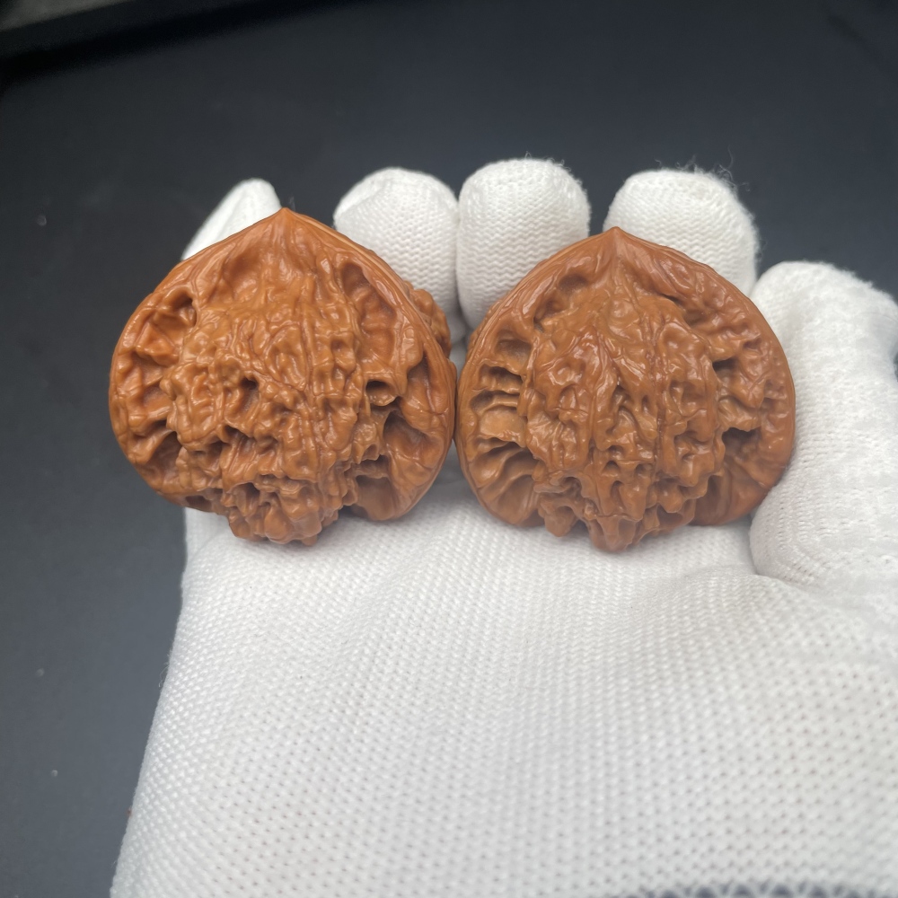 3 Sided Official Hat Chinese Wenwan Walnuts - Handmade Natural Health Massage Collectibles for Stress Relief & Good Fortune