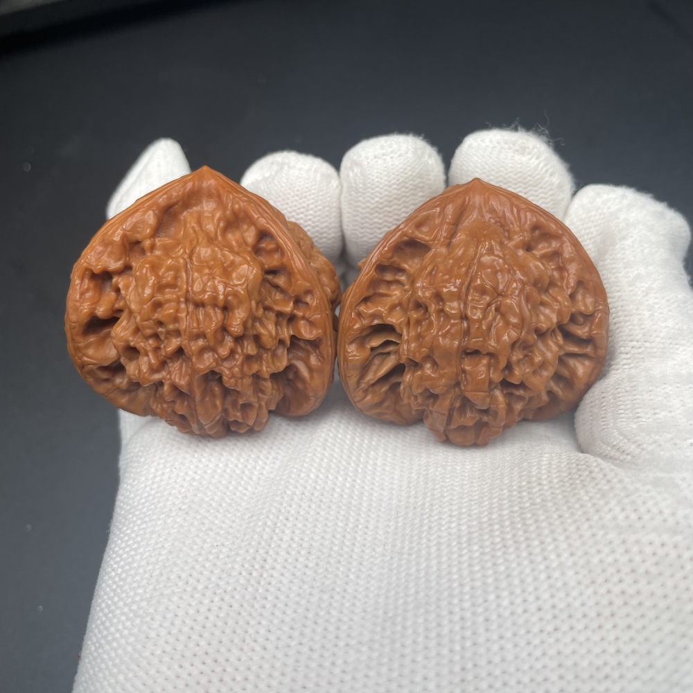 3 Sided Official Hat Chinese Wenwan Walnuts - Handmade Natural Health Massage Collectibles for Stress Relief & Good Fortune