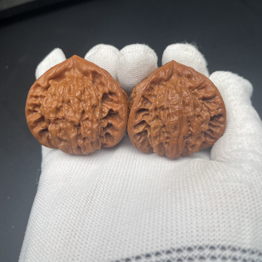 3 Sided Official Hat Chinese Wenwan Walnuts - Handmade Natural Health Massage Collectibles for Stress Relief & Good Fortune