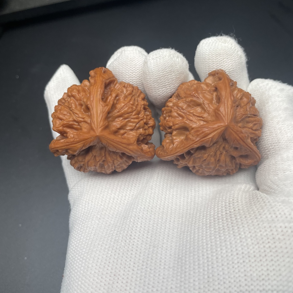 3 Sided Official Hat Chinese Wenwan Walnuts - Handmade Natural Health Massage Collectibles for Stress Relief & Good Fortune