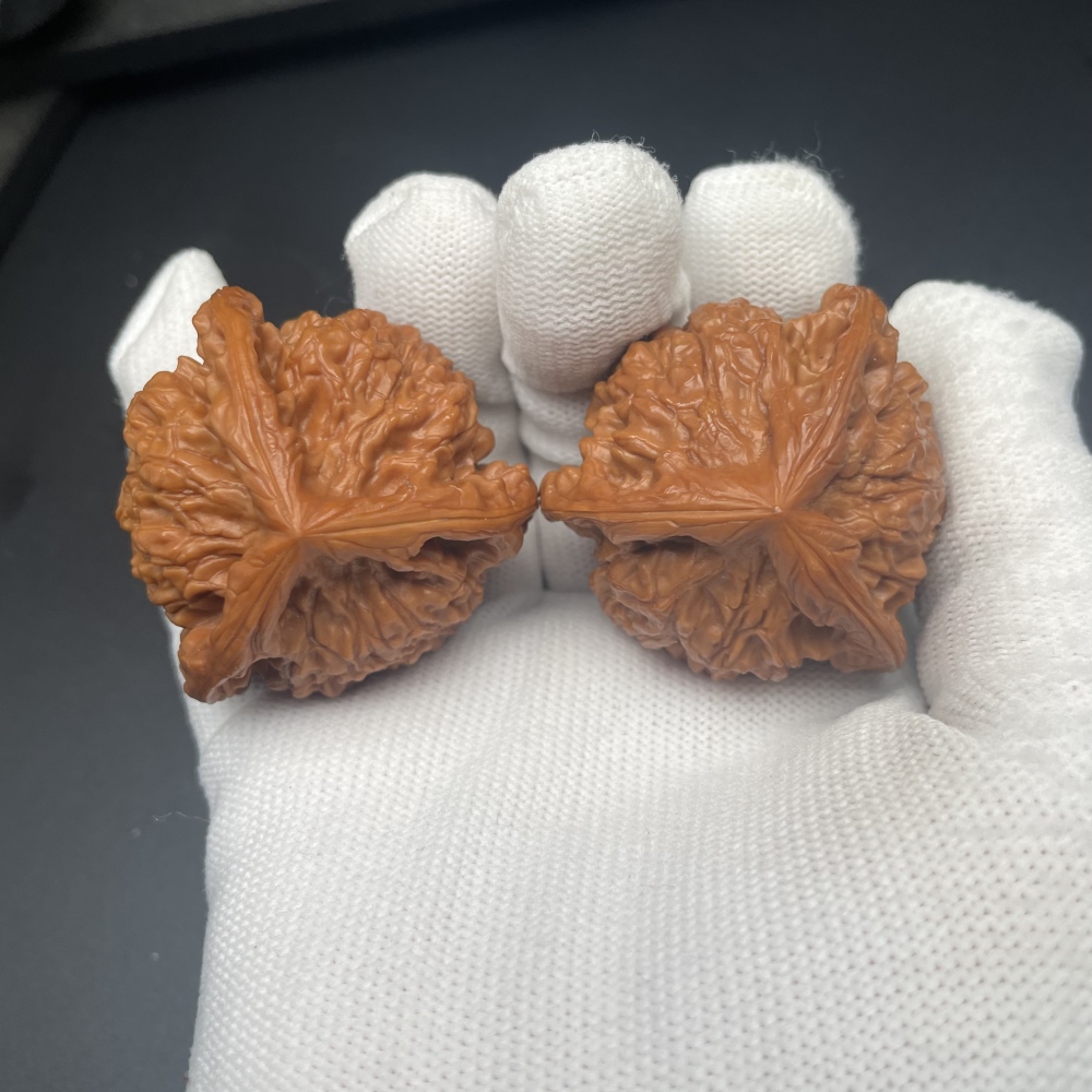 3 Sided Official Hat Chinese Wenwan Walnuts - Handmade Natural Health Massage Collectibles for Stress Relief & Good Fortune