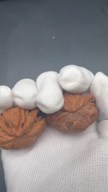 A Pair of Palace Lamp Snake Head Shape Chinese Art Walnuts | Rare Pattern Palm Exercise Collectibles | Stress Relief Hand Massager | Oriental Wellness Decor