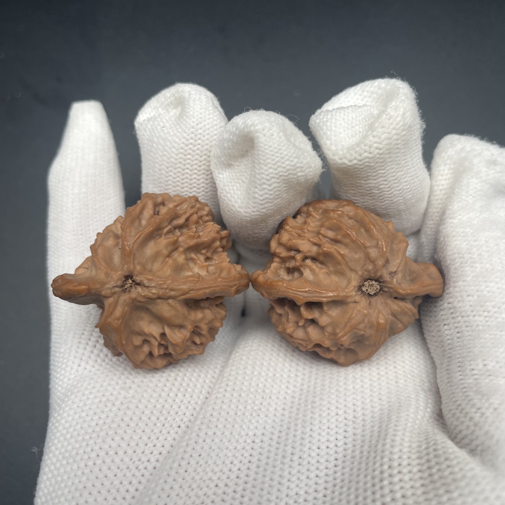 A Pair of Natural Unusual Chinese Art Walnuts | Rare Pattern Palm Exercise Collectibles | Stress Relief Hand Massager | Oriental Spiritual Decor