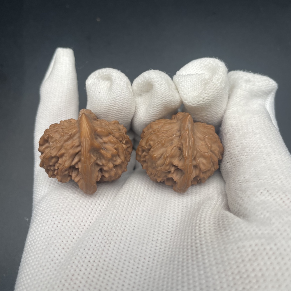 A Pair of Natural Unusual Chinese Art Walnuts | Rare Pattern Palm Exercise Collectibles | Stress Relief Hand Massager | Oriental Spiritual Decor