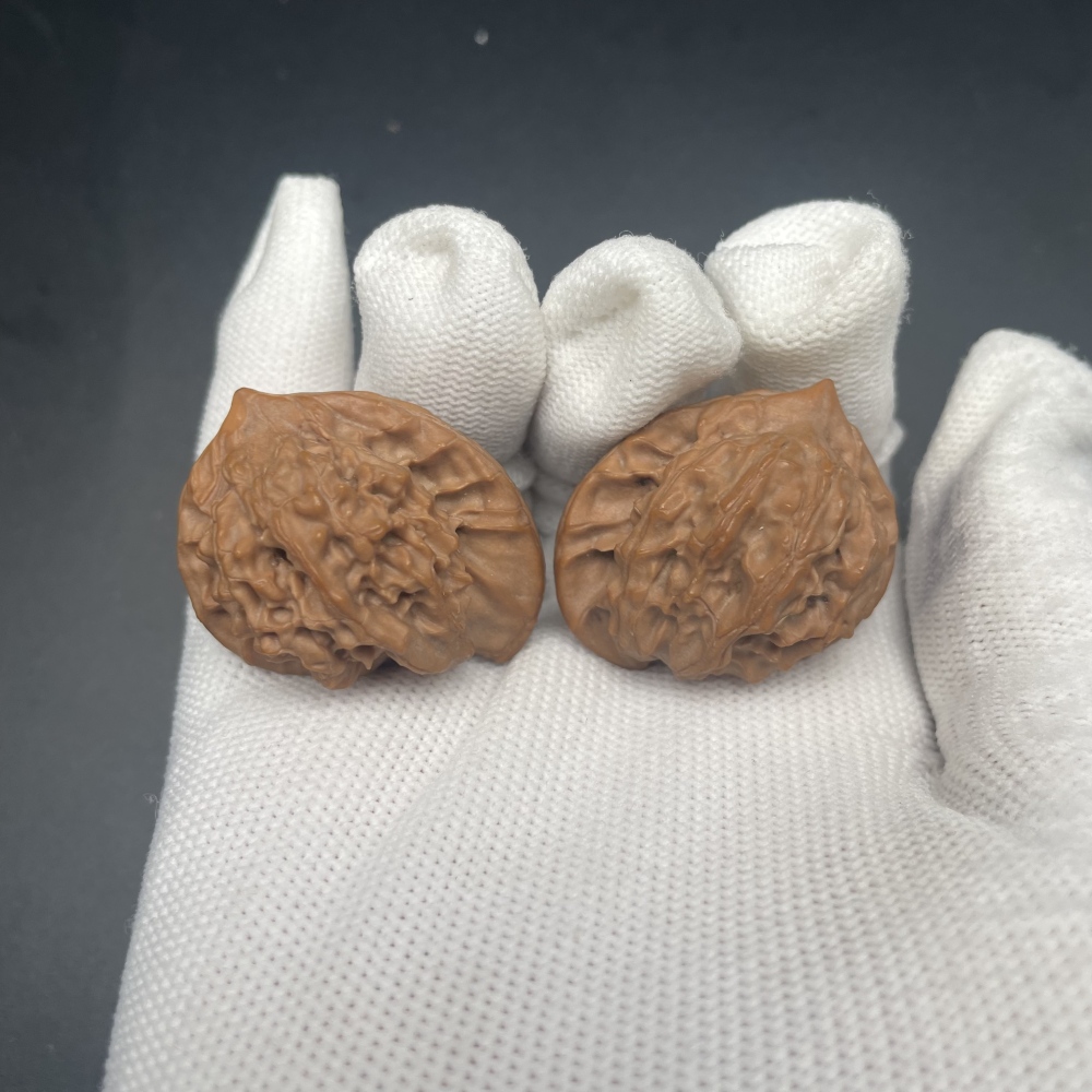 A Pair of Natural Unusual Chinese Art Walnuts | Rare Pattern Palm Exercise Collectibles | Stress Relief Hand Massager | Oriental Spiritual Decor