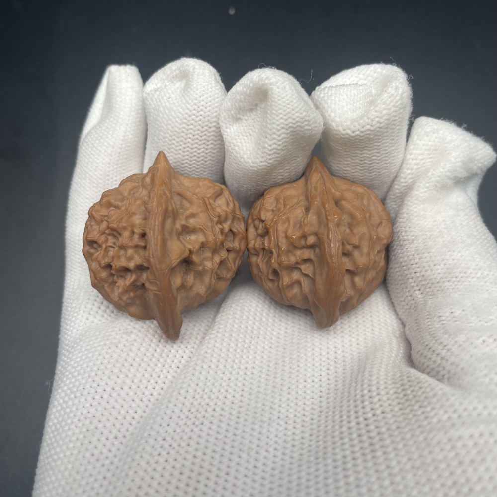A Pair of Natural Unusual Chinese Art Walnuts | Rare Pattern Palm Exercise Collectibles | Stress Relief Hand Massager | Oriental Spiritual Decor