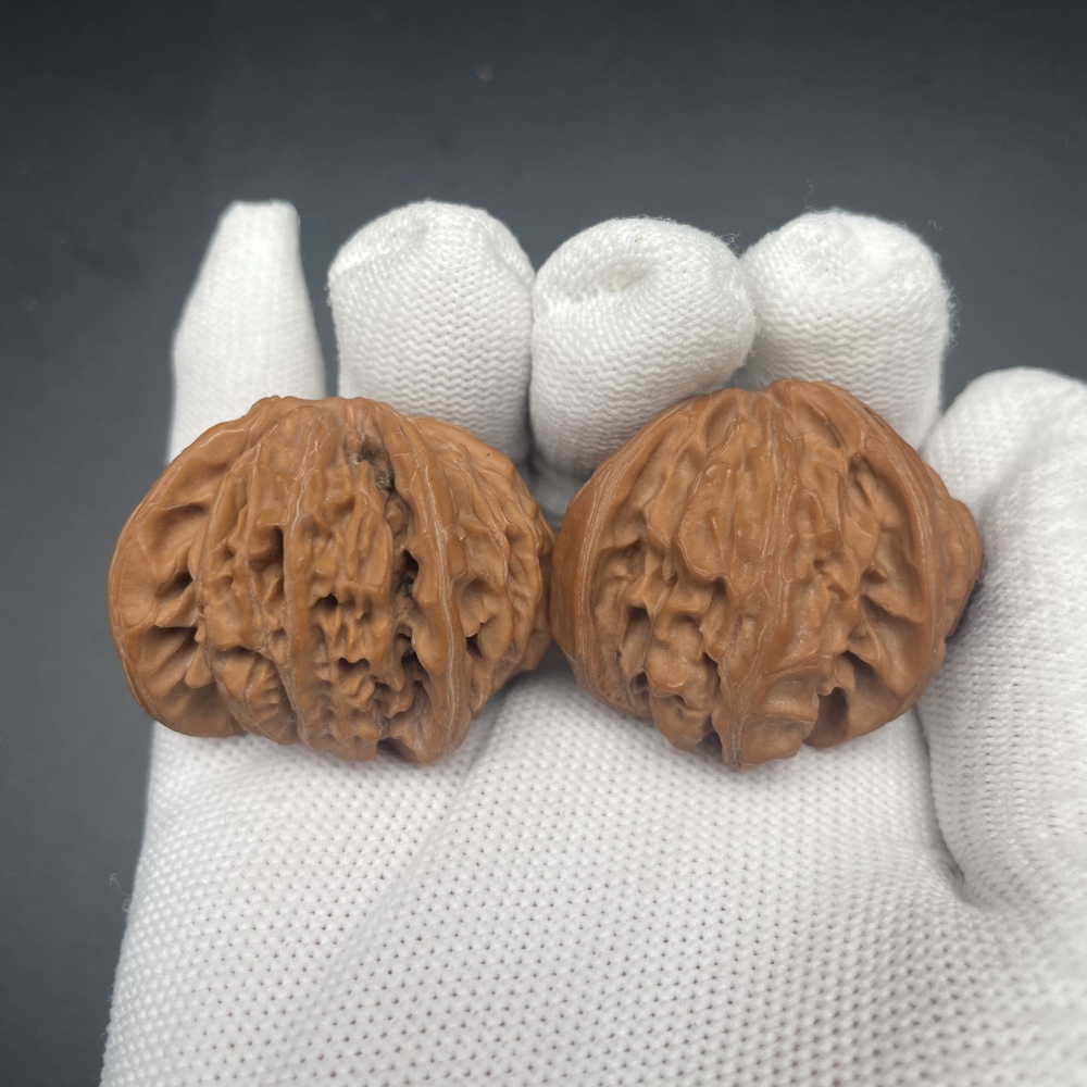 A Pair of Palace Lamp Snake Head Shape Chinese Art Walnuts | Rare Pattern Palm Exercise Collectibles | Stress Relief Hand Massager | Oriental Wellness Decor