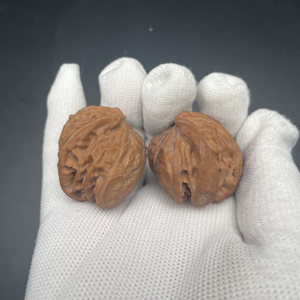 A Pair of Palace Lamp Snake Head Shape Chinese Art Walnuts | Rare Pattern Palm Exercise Collectibles | Stress Relief Hand Massager | Oriental Wellness Decor