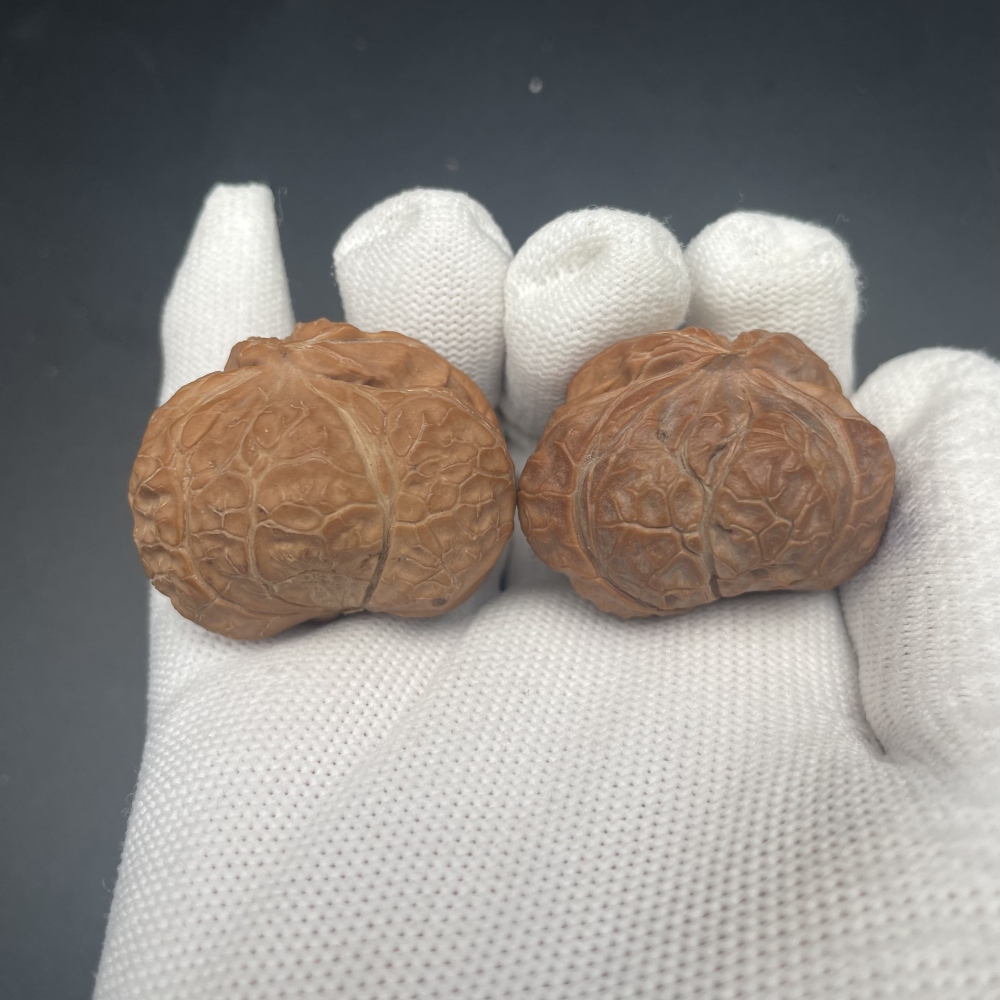 A Pair of Palace Lamp Snake Head Shape Chinese Art Walnuts | Rare Pattern Palm Exercise Collectibles | Stress Relief Hand Massager | Oriental Wellness Decor