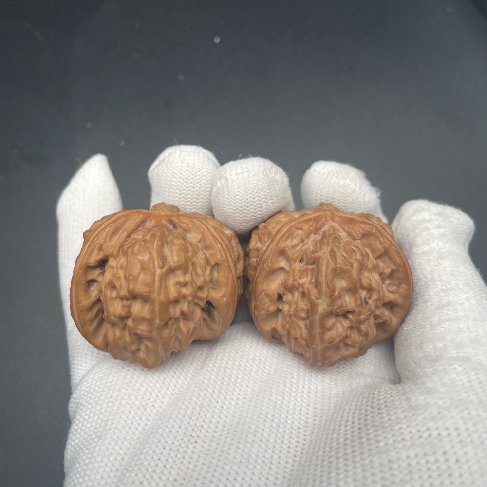 Rare Triangular Natural Walnut Hand Exercise Set, Unique Handmade Collectible Fidget Toy for Stress Relief & Wellness