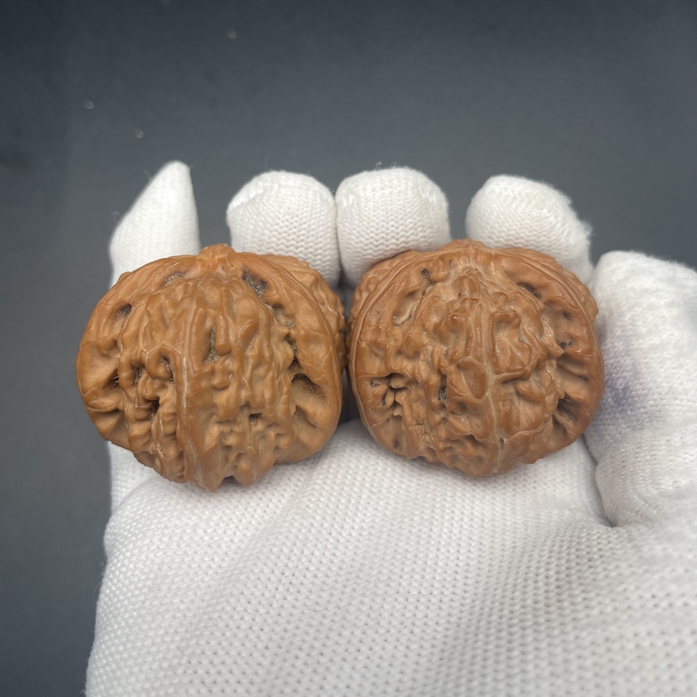 Rare Triangular Natural Walnut Hand Exercise Set, Unique Handmade Collectible Fidget Toy for Stress Relief & Wellness