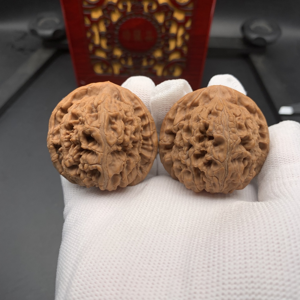 Water Texture Hand Walnut Wholesale | Bulk Stress Relief Hand Toy | 30-37mm Natural Hard Walnut Pair | Budget Collectible Bulk Stock