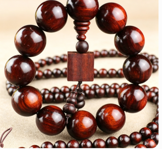 Natural Rosewood Beaded Bracelet, Handmade Wooden Fidget Jewelry for Stress Relief & Daily Calm