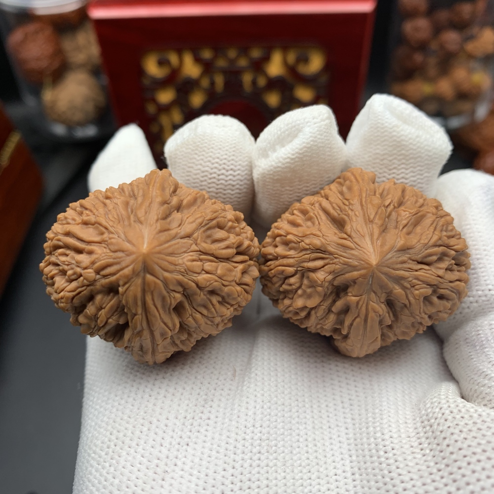 Premium Garlic Bulb Shape Hand Grip Walnuts, Natural Solid Wood Polished Hand Massage Collectibles, Bulk Wholesale Available, High Investment Value Handheld Ornaments