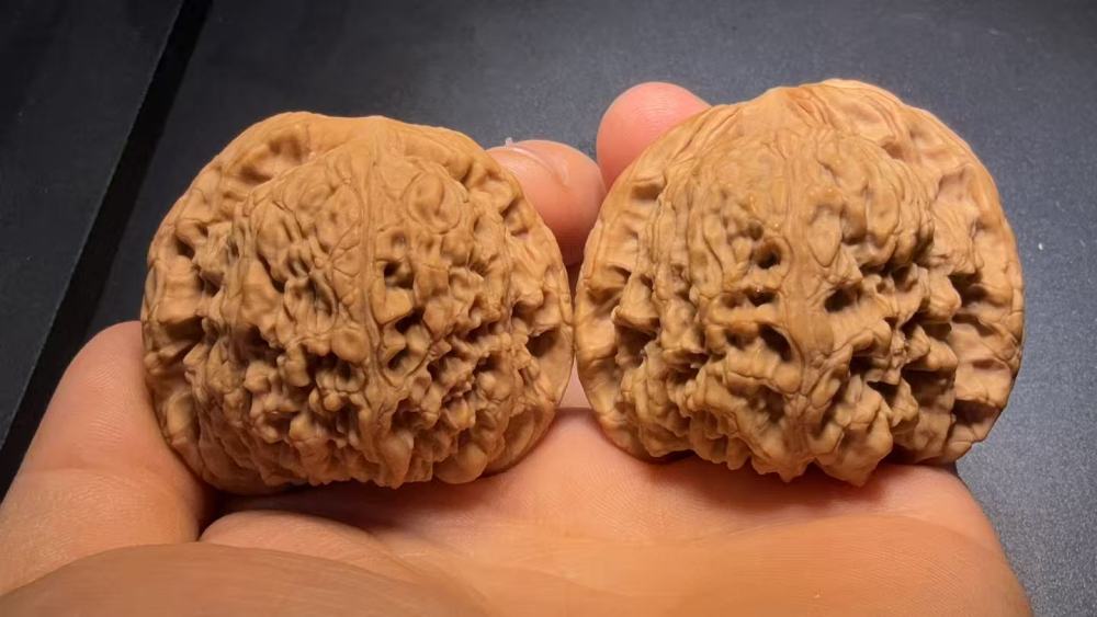 Natural Nanjing Stone-Texture Walnut Pair for Hand Exercise & Collection  Natural Stone-Texture Hand Therapy Walnut Pair – Aged Red Patina Collectible Walnuts