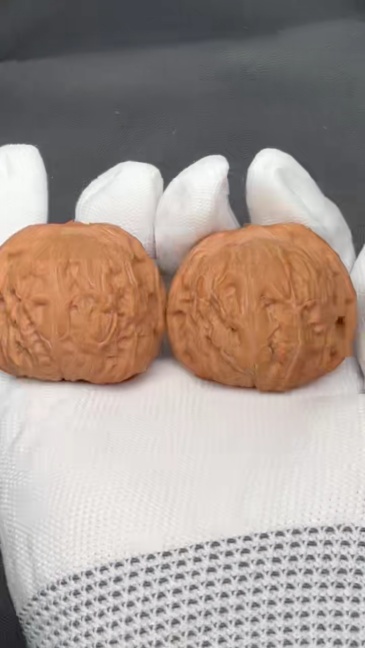 Flat Pan Two-Ridge Chinese Cultural Play Walnuts, Natural Wild Lion Head Stress Relief Hand Balls, Chinese Desktop Decorations, Playable Collectibles with Natural Patina