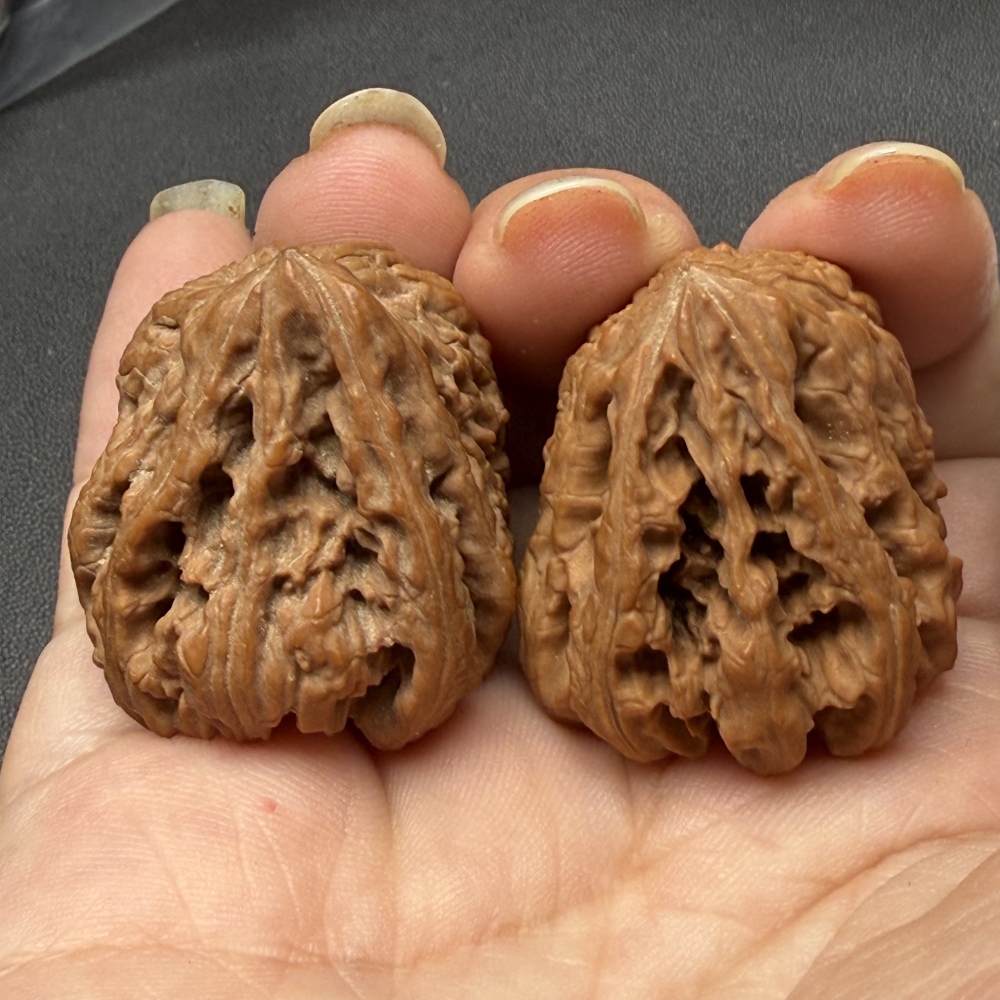 Natural Rabbit Shape Nanjiang Stone Wenwan Walnuts Matched Pair