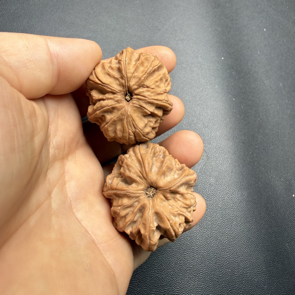 36mm Natural Red Jade Tri-ridge Wenwan Walnut, Wild Un-spliced Oriental Collectible Craft for Meditation & Desktop Decor