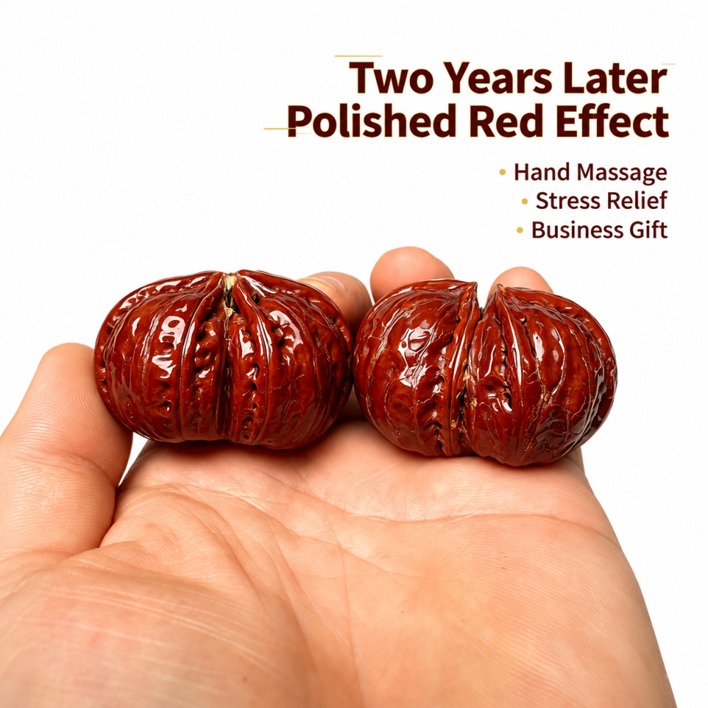 41mm Wild Natural Conjoined Wenwan Walnut, Pure Natural Growth No Splicing Oriental Hand Play Collectible Craft