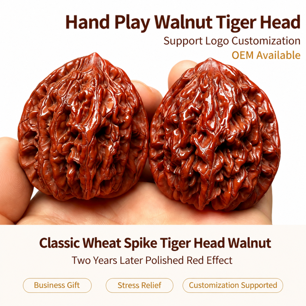 Hand Matched Laishui Tiger Head Wenwan Walnut Pair 39/40/41mm Natural Raw Skin Hand Polished Chinese Collectible Hand Exercise Craft Toy Support Custom Laser Engraving Wholesale