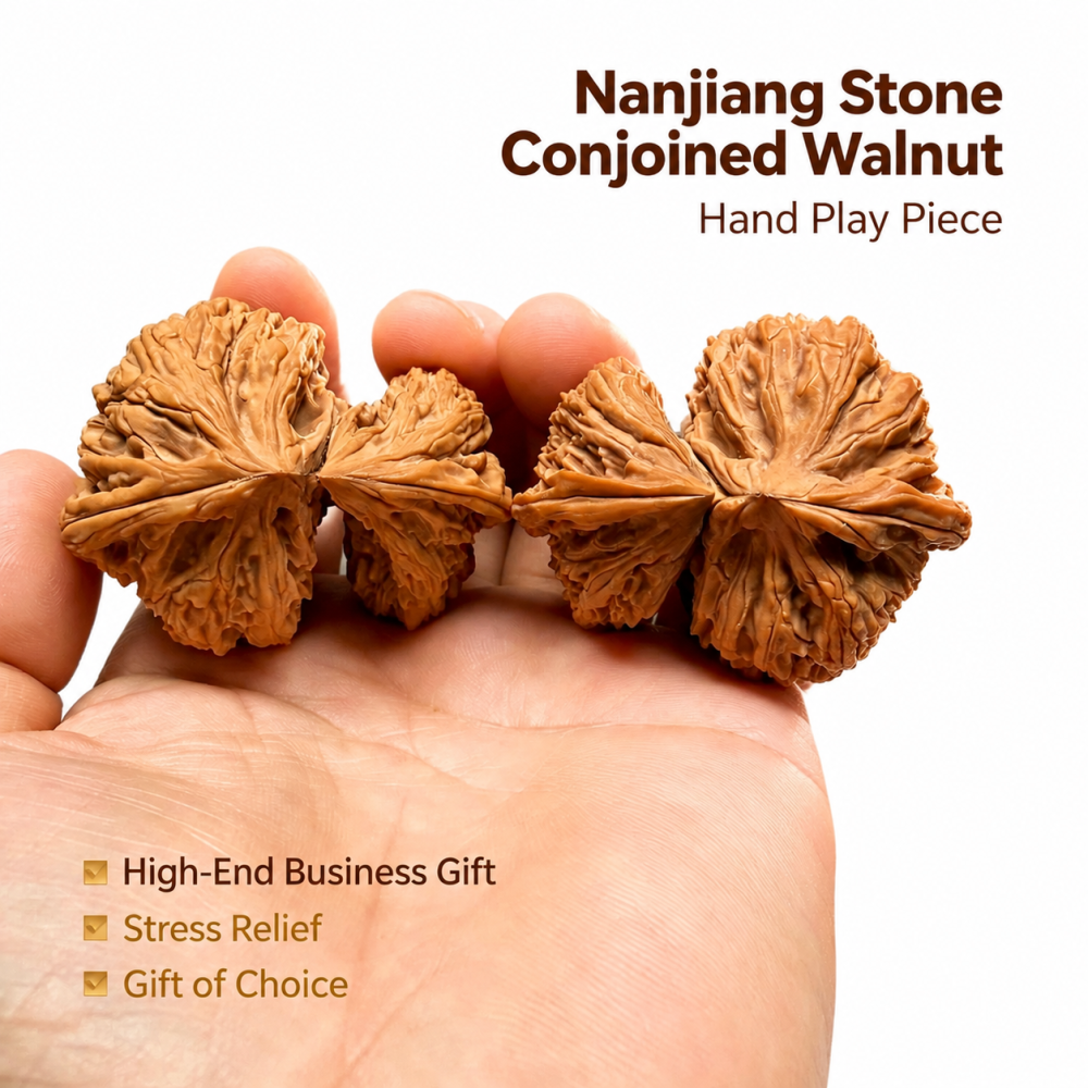 Natural Nanjiang Stone Conjoined Horn Wenwan Walnut Wholesale Gift