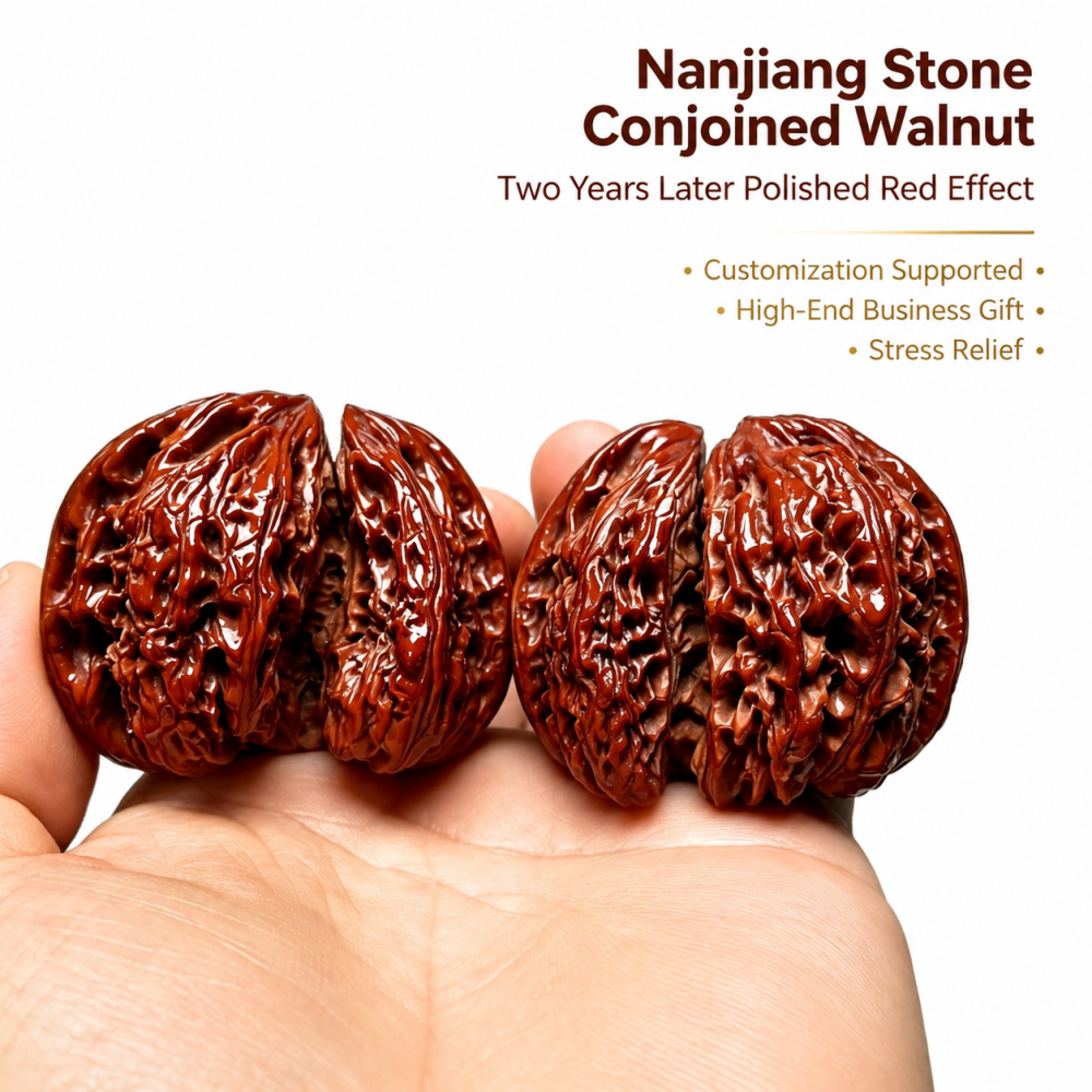 Natural Nanjiang Stone Conjoined Horn Wenwan Walnut Wholesale Gift