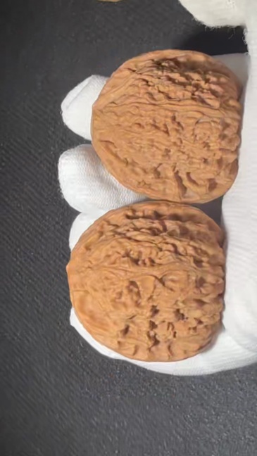 Natural Nanjiang Stone Walnut Pair, Hand Matched High Density Craft Ornament for Home Aesthetic Decor & Gift