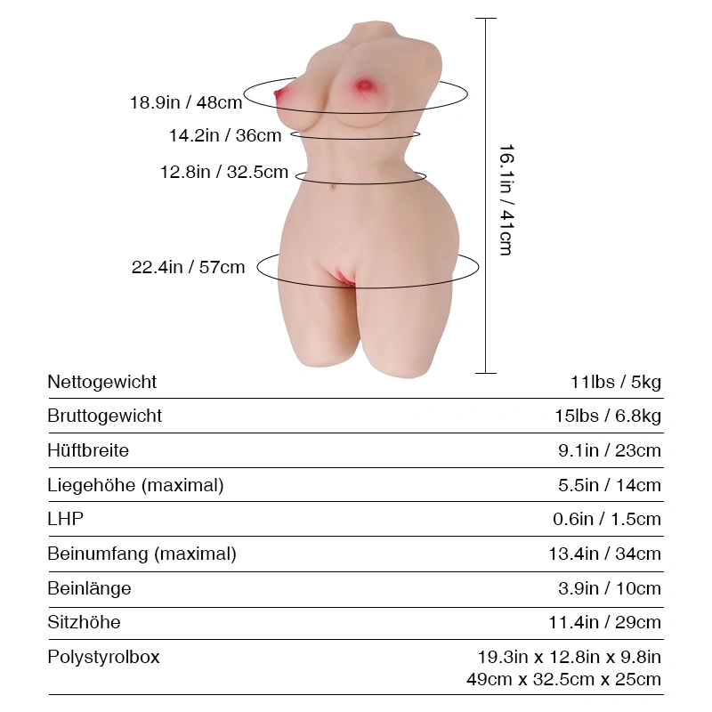 Tantaly® Hannah Mini: 41cm (16.1”) 11lbs Muscular Sex Doll Male Masturbator, In Stock (US, CA & EU-Only)
