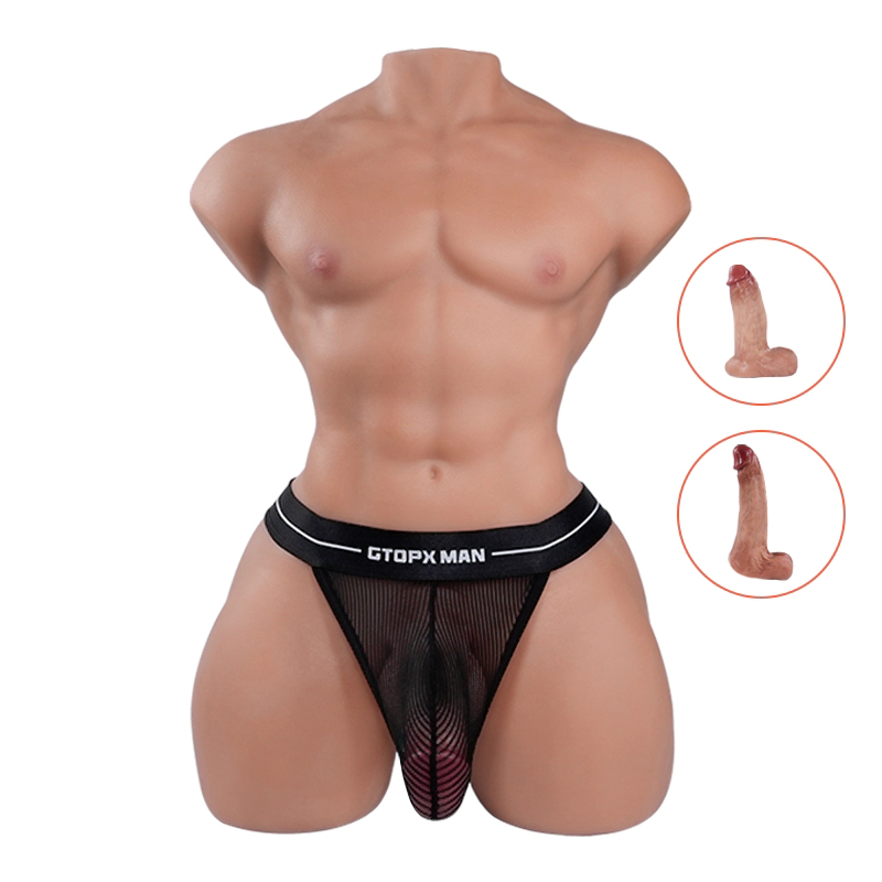 Tantaly® Mark Pro: 58cm (22.8”) 36.4lbs TPE Male Sex Doll Torso with Three Silicone Removable Dildos, In Stock