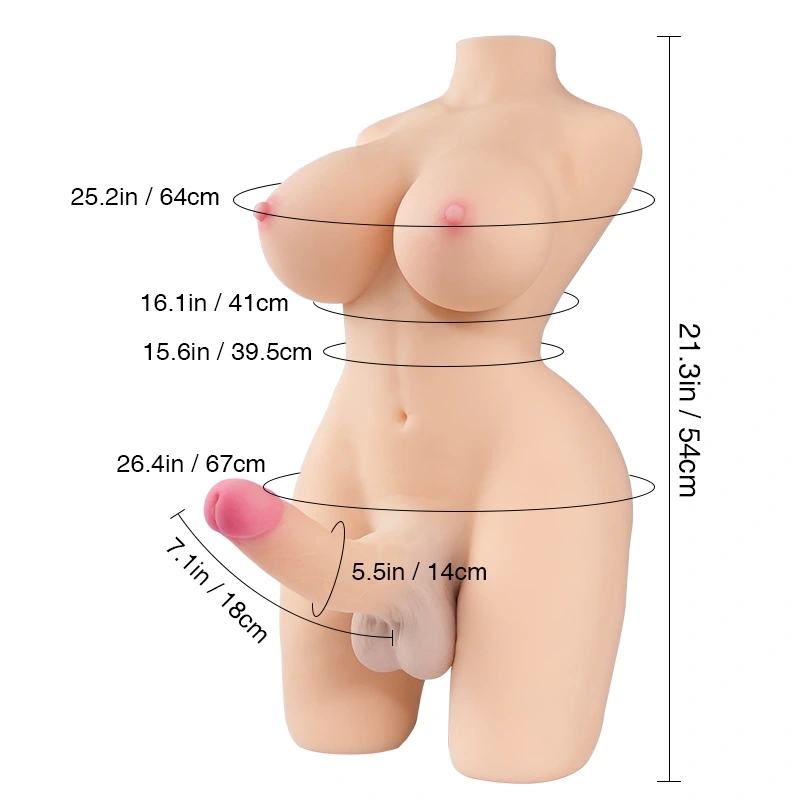 Tantaly® Sarina 2.0: 53cm (20.9”) 19.8lbs Big Penis Trans Sex Doll Torso, In Stock