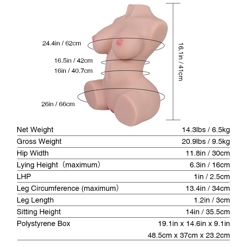Tantaly® Scarlett, 41cm (16.1”) 14.3lbs Realistic Sex Doll Torso, In Stock