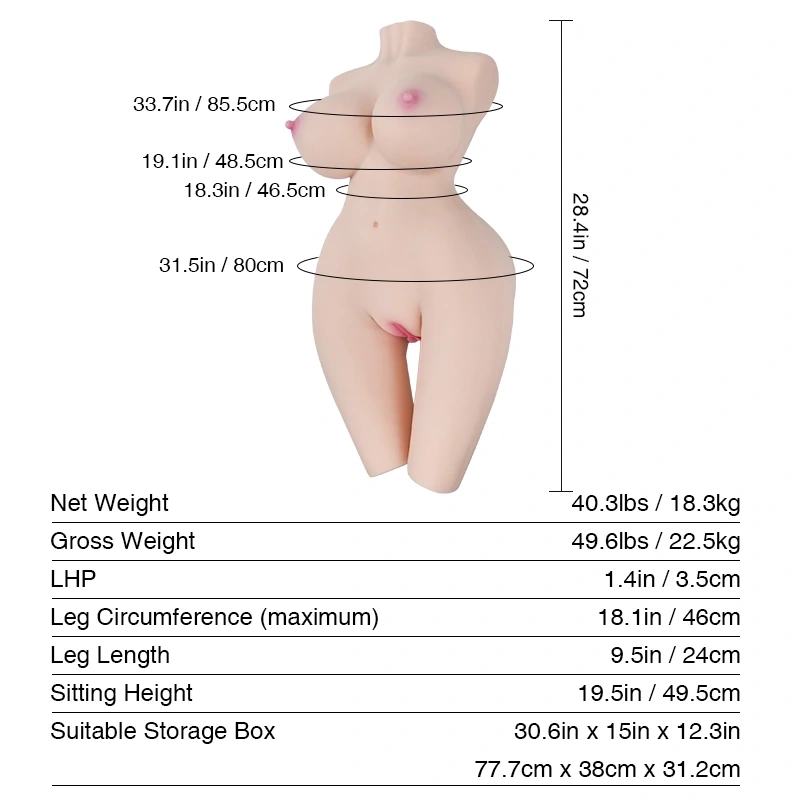 Tantaly® Monica 2.0: 72cm (28.3”) 40.3lbs Best Hentai Sex Doll Torso, In Stock