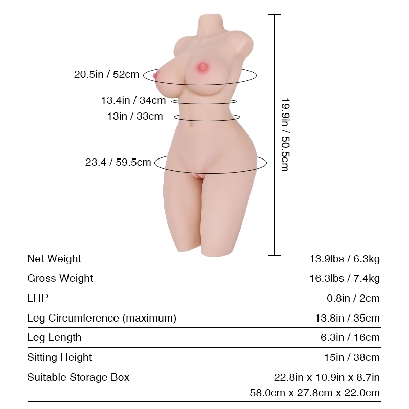 Tantaly® Miki: 49.5cm (19.5”) 13.2lbs Real Sex Doll Torso, In Stock